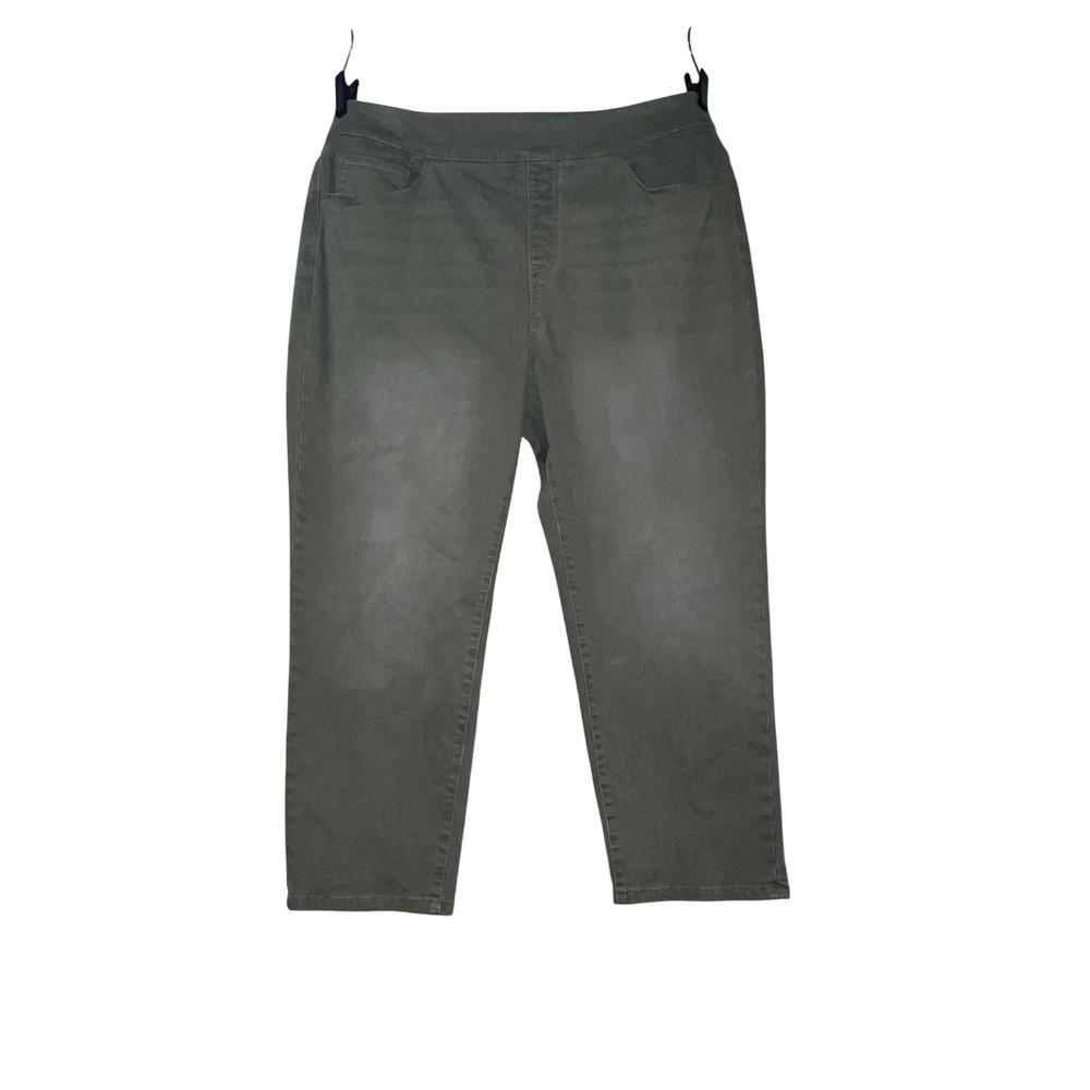 Soft Surroundings Olive Green Pull On‎ Cropped Pants PXL 3FH05 Stretch Cotton